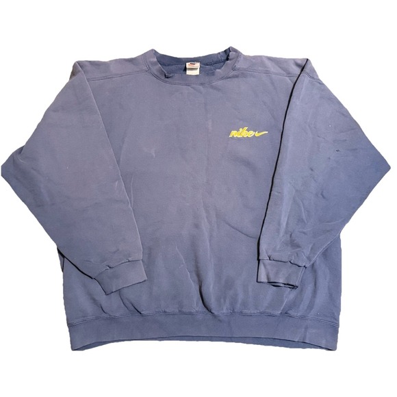 Nike Other - VTG Nike Sweatshirt Mens XL Blue/Yellow Logo Crewneck Sweatshirt USA Distressed
